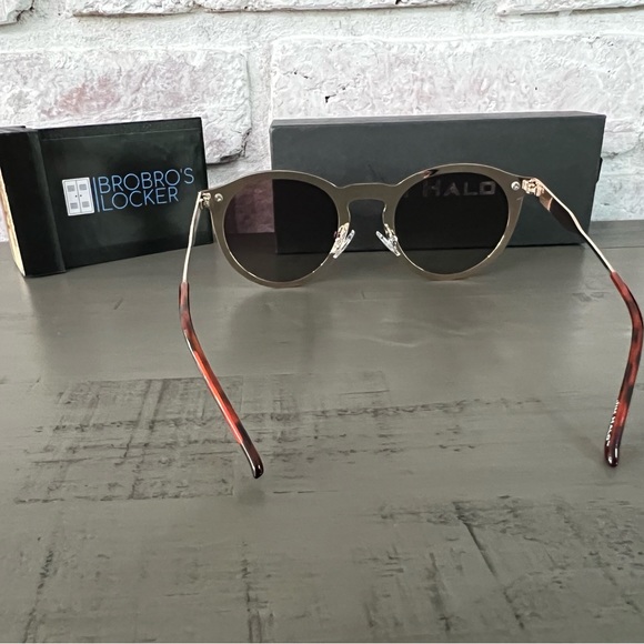 JIM HALO Polarized Round Sunglasses One Piece Rimless (Gold/Polarized Brown) - Picture 7 of 7